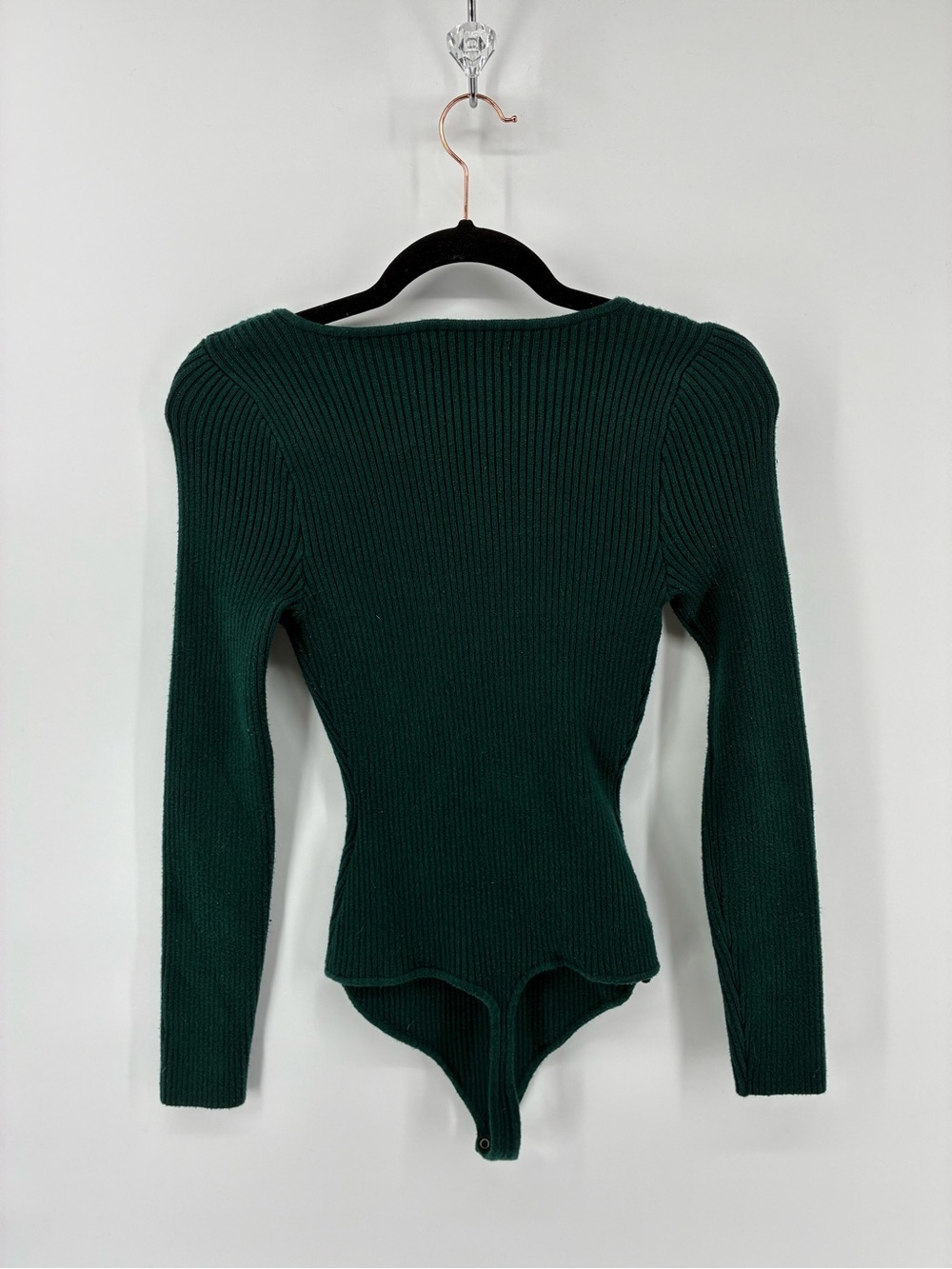 Abercrombie & Fitch Dark Green Ribbed Long-Sleeve Bodysuit - Picture 4 of 8